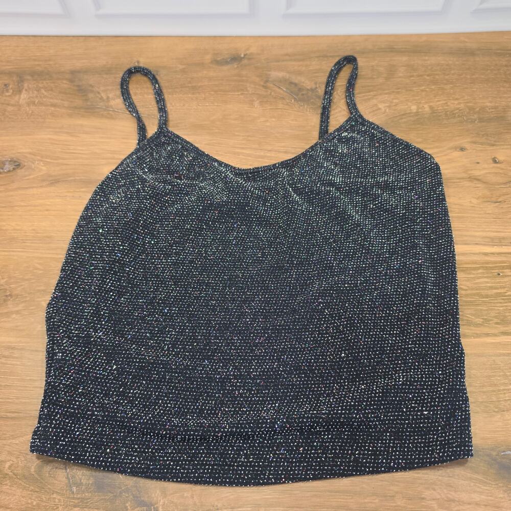 Urban Outfitters Sparkle Metallic Camisole Tank Top Black Size M